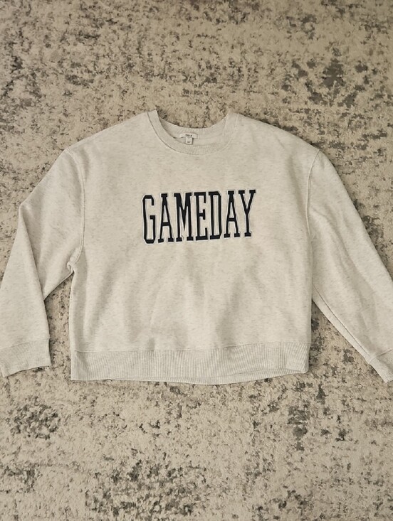 Bar III Sweaters - Bar III Light Gray 'GAMEDAY' Crewneck Sweatshirt